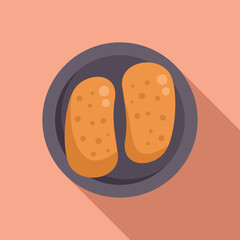 Minimalist illustration featuring two bread rolls on a plate, evoking simplicity and baked goods