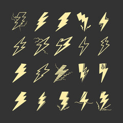 hand drawn doodle thunder bolt illustration vector isolated background