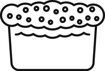 Outline style icon of a traditional easter cake decorated with glaze and sprinkles