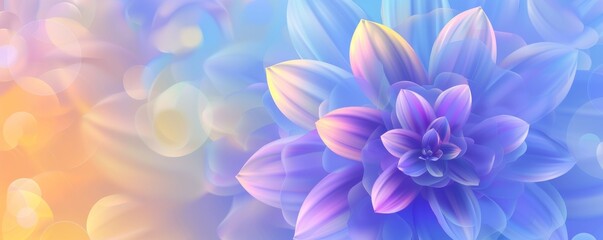 Fototapeta premium Abstract blue and purple flower with soft bokeh light background