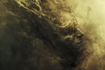 Obraz premium Illustration of person struggling with depression and mental problems. 