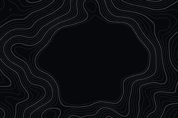 Imitation of a geographical map, white lines on black background, vector design