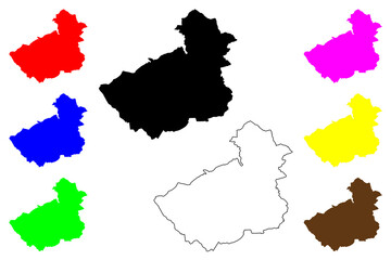 Metropolitan borough of Kirklees (United Kingdom of Great Britain and Northern Ireland, Metropolitan and ceremonial county West Yorkshire, England) map vector illustration, scribble sketch map