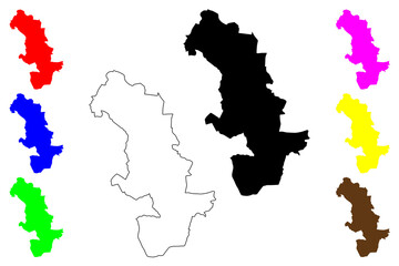 Fototapeta premium Metropolitan Borough of Knowsley (United Kingdom of Great Britain and Northern Ireland, Metropolitan and ceremonial county Merseyside, England) map vector illustration, scribble sketch map