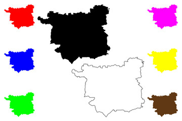 City and Metropolitan borough of Leeds (United Kingdom of Great Britain and Northern Ireland, Metropolitan and ceremonial county West Yorkshire, England) map vector illustration, scribble sketch