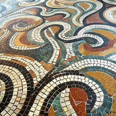 Close-Up of Intricate, Multicolored Mosaic Floor with Attractive Design