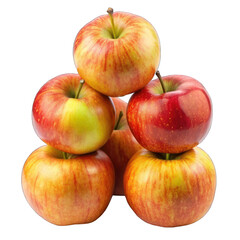 Stack of ripe apples isolated on transparent background