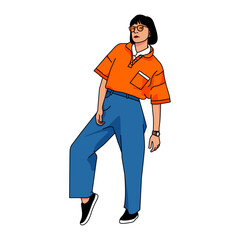 ilustration outfit polo shirt orange