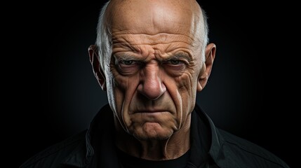 Obraz premium Close-up Portrait of an Elderly Man with a Serious Expression