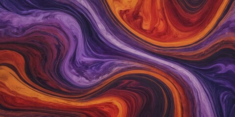 Obraz premium A close-up shot of vibrant purple and orange paint swirling together to create an abstract, fluid texture