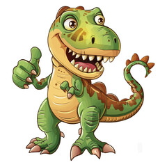 Naklejka premium Cartoon happy tyrannosaurus giving thumbs up isolated on white background