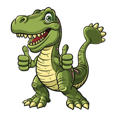 Fototapeta premium Cartoon happy tyrannosaurus giving thumbs up isolated on white background