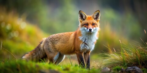 Naklejka premium A red fox exploring its natural habitat in the wild, red fox, wildlife, animal, nature, wild, forest, mammal, cute, fur