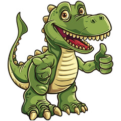 Naklejka premium Cartoon happy tyrannosaurus giving thumbs up isolated on white background