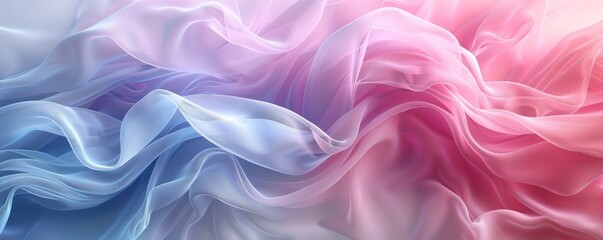 Obraz premium Abstract pastel fabric waves in pink, blue, and white shades
