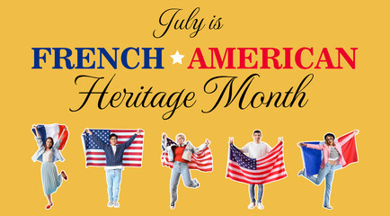 Festive banner for French-American Heritage Month with young people