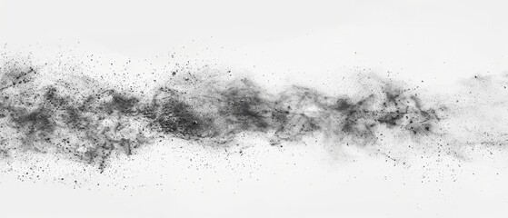 Fototapeta premium Pencil sketch style, panoramic close-up, high detail scan of dust on a smooth surface, on white background, Generative AI