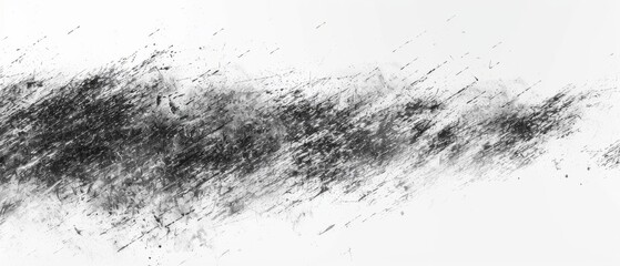 Pencil sketch style, panoramic close-up, high detail scan of dust particles floating, on white background, Generative AI