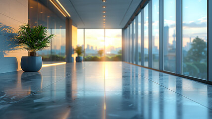 Fototapeta premium Minimalistic office space in a business center, creating a professional atmosphere