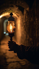 
ChatGPT
Hand Holding Oil Lamp, Guiding Through Dark Ancient Corridor, Focus on Flame and Silhouette