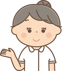 案内をする看護師の女性