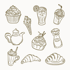 Food and drink hand drawn vector
