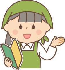 案内をする初心者マークを持ったパートの女性