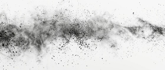 Pencil sketch style, panoramic close-up, high detail scan of thin layer of dust, on white background, Generative AI