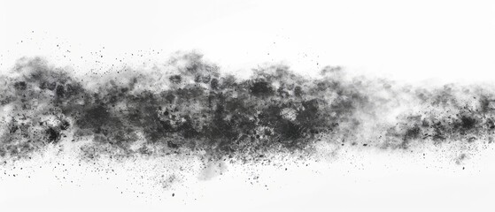 Pencil sketch style, panoramic close-up, high detail scan of thin layer of dust, on white background, Generative AI