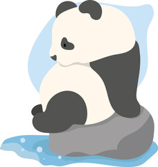Gloomy panda illustration
