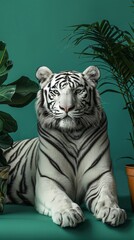 3D Render Illustration of A White Tiger