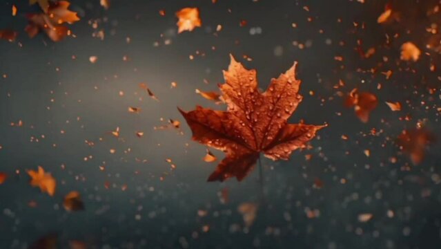 red maple leaf falling in autumn season