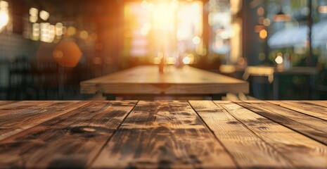 This stunning coffee shop photograph featuring a cozy shelf and table setup, perfect for a cafe or restaurant decor. The bokeh effect in the background adds a touch of magic to the scene