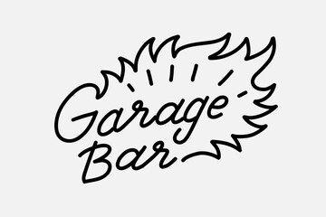 Obraz premium Simple outline text, smooth lines. Stylized image Vector graphics. Neon sign. Inscription 