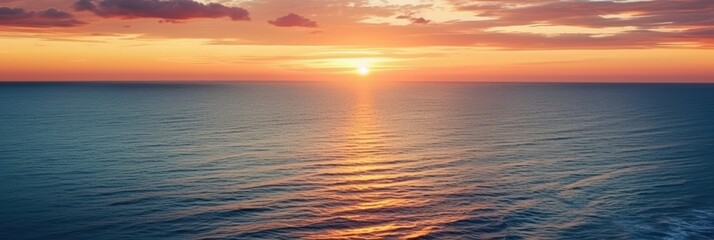 Obraz premium Golden Hour Sunset Over the Ocean, A stunning sunset over the vast ocean, A breathtaking sunset over the vast ocean