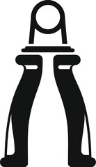 Black icon of a hand grip exerciser being used to improve grip strength