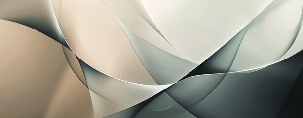 A series of geometric shapes overlapping and intersecting, creating a sense of movement and dynamism.
