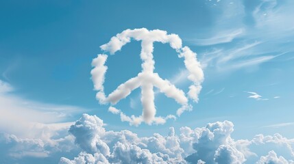 Obraz premium Clouds shaped like a peace sign, cloud peace sign, sky harmony, International Peace Day, 