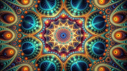 Abstract fractal design with intricate geometric patterns, fractal, abstract, background, digital art, symmetry