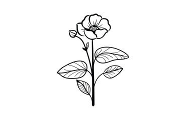 Flower black icon, isolated on white background. Vector illustration.