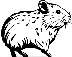 Obraz premium Adorable black stencil hamster, cute pet companion. 