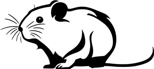Naklejka premium Adorable black stencil hamster, cute pet companion. 