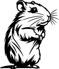 Adorable black stencil hamster, cute pet companion. 
