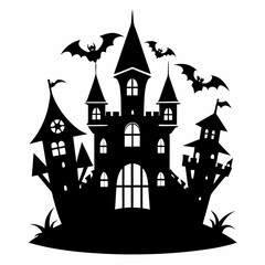 halloween castle with bats vector