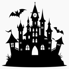 halloween castle with bats vector