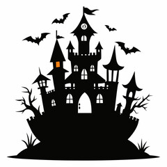 halloween castle with bats vector
