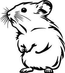 Obraz premium Adorable black stencil hamster, cute pet companion. 