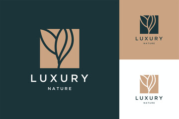 Minimalist plants and flowers ecology, leaf natural logo design