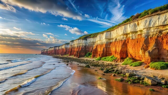Hunstanton Cliffs in Norfolk, Great Britain , hunstanton, cliffs, Norfolk, England, coastline, geology, rocks