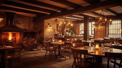 cozy blurred restaurant interior